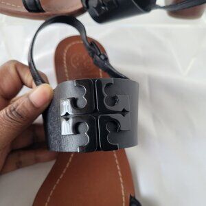 Tory Burch Lowell Women’s Slingback Black Leather Heeled Sandal (Size: 7M)